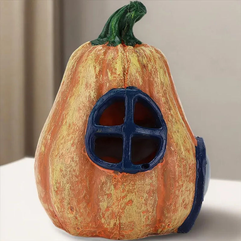 SZ-Damai Simulationskürbis Aquarium-Dekoration aus Kunstharz in Orange als Halloween Unterschlupf für Aquarium und Terrarium - Bild 3