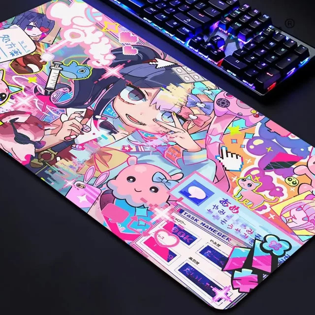 Potdemiel Anime-Mauspad Needy Girl Overdose, XXL Gaming-Schreibtischunterlage, Multicolor, B: 120 cm, T: 60 cm - Bild 1
