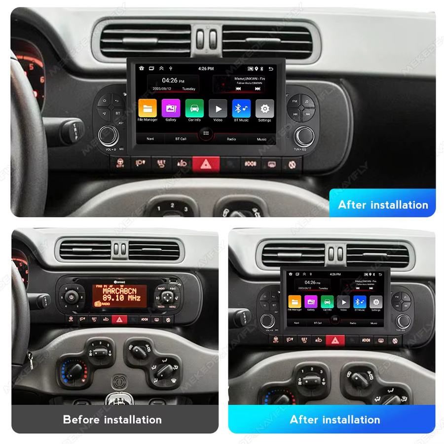 STRONGNAVI Multimedia Player für FIAT Panda mit Carplay, Android Auto, GPS Navigation und FM Radio in Schwarz - Bild 2