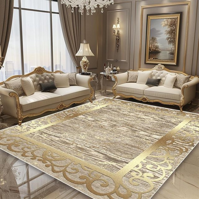 Karpetti Luxusteppich im europäischen Stil mit goldenem Rahmen, rutschfest und maschinell gewebt, B: 230 cm, T: 200 cm - Bild 1