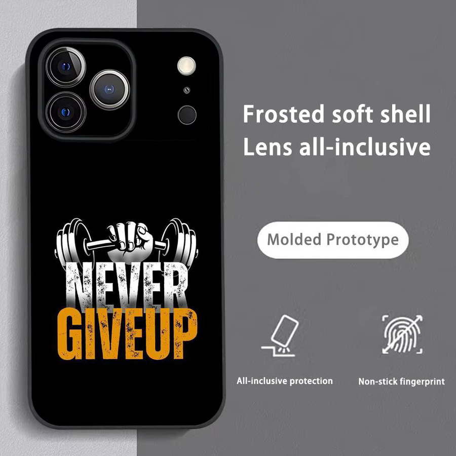 Never Give Up Softshell Handyhülle für iPhone 17 bis 11 Pro Max Plus Mini, Schwarz, Mattiert - Bild 4