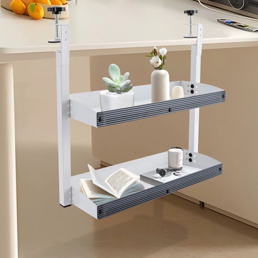 Bymaocar Klemmbares Schreibtischregal als 2-stufiger Tisch-Organizer in Weiß - Bild 2