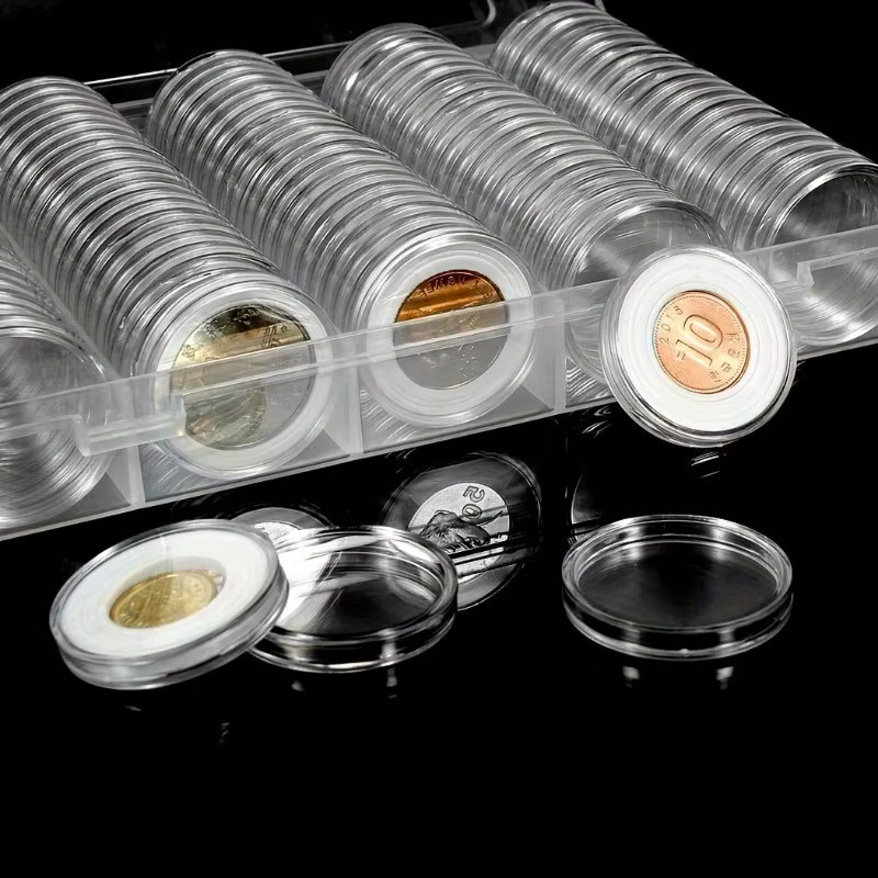 100 Stück Münzkapseln aus Kunststoff in Transparent, runde Aufbewahrungskapseln für Münzen mit 27 mm Durchmesser - Bild 3