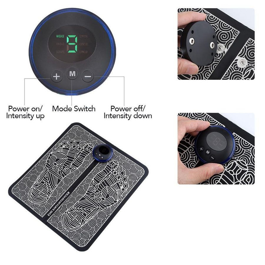 YJMP beauty health Elektrische Fußmassagematte mit EMS, LED-Digitalanzeige, 19 Modi und 8 Gängen inklusive Fernbedienung und Elektrodenpads zur Muskelentlastung - Bild 6