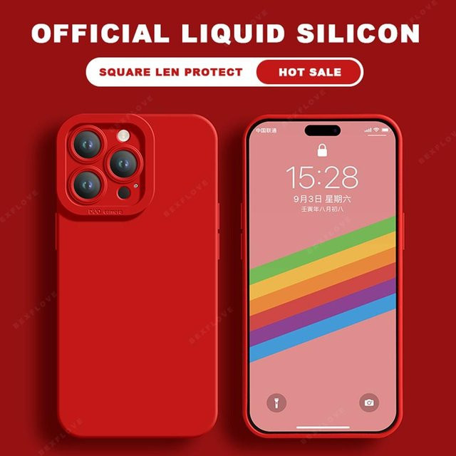 Apple iPhone Schutzhülle aus Flüssigsilikon mit Lanyard in Rot - Bild 1