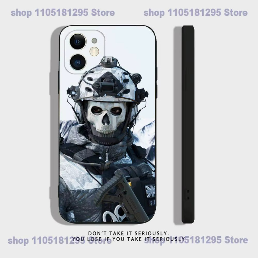 Stoßfeste Silikon-Handyhülle COD Call Of Duty G-Ghost für iPhone 11 bis iPhone 17 in Schwarz - Bild 2