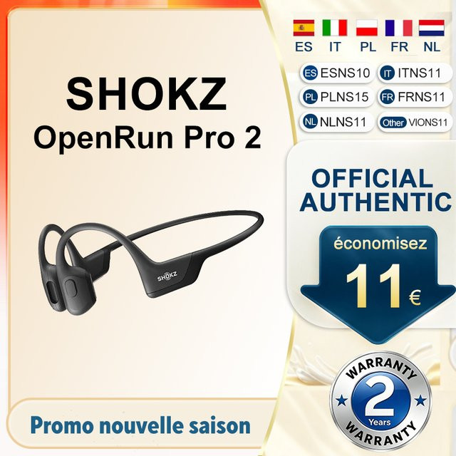 Shokz OpenRun Pro 2 S820 Sportkopfhörer mit Knochenleitung, kabellos, Bluetooth 5.3, IP55 wasserdicht, Orange - Bild 1