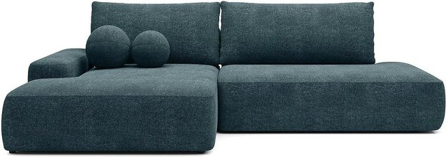 Vente-unique Schlafsofa Daviso in Blau mit L-Form und Ausziehfunktion - Bild 1