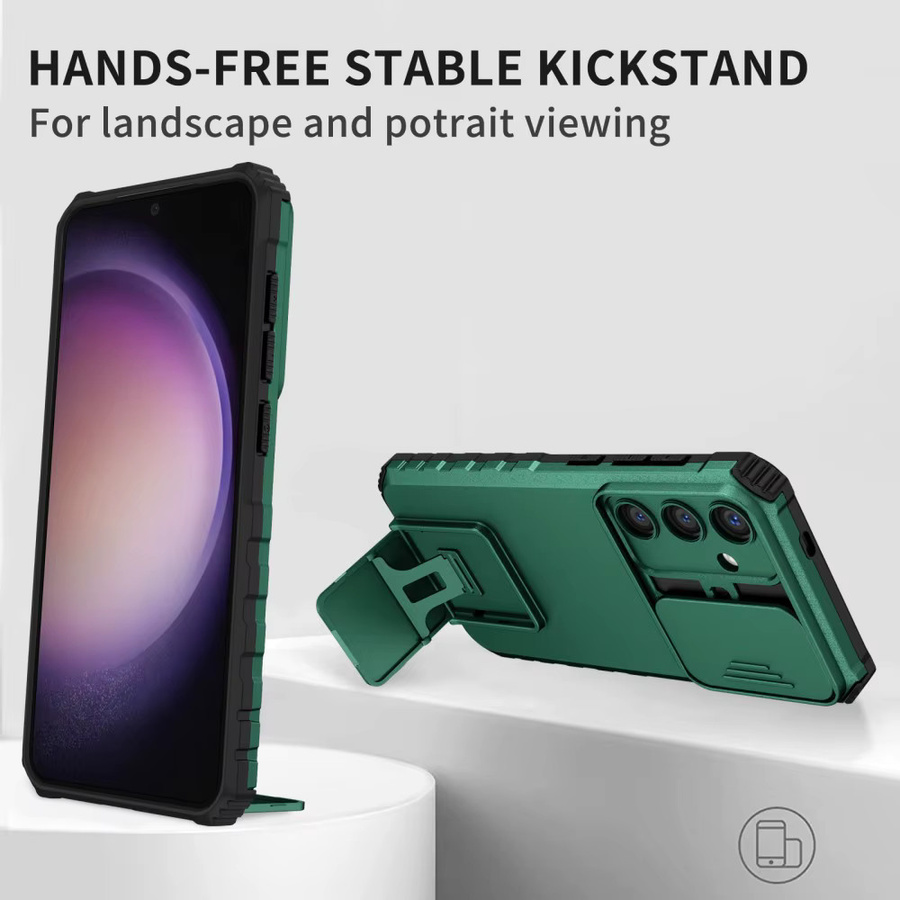 Samsung Galaxy S26 Ultra Plus S25 S24 S23 Handyhülle mit Push-Fenster in Grün aus TPU und PC - Bild 2