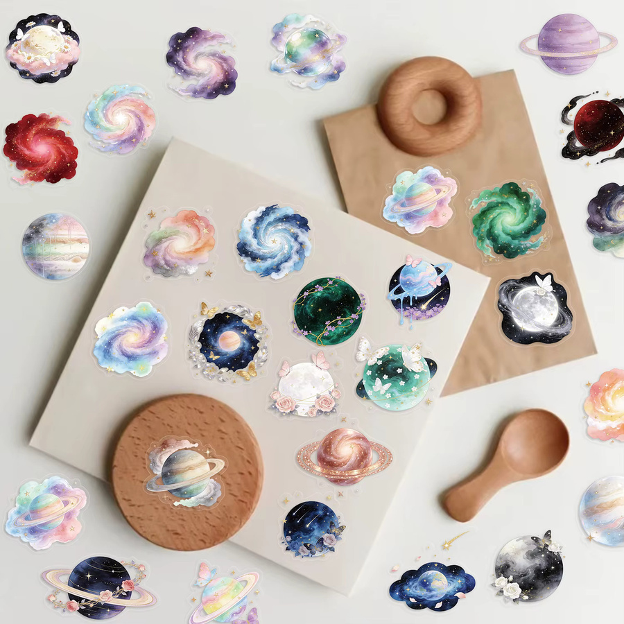 50 Stück Lanxihaibao Cartoon Sternenhimmel Weltraum Aufkleber aus wasserfestem PVC in Multicolour - Bild 2