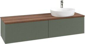 V&B Waschtischunterschrank Antao mit Frontstruktur in Grau-Grün, wandhängend, B: 160 cm, T: 50 cm - Bild 1