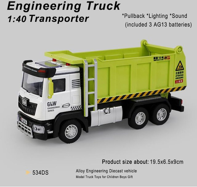 Linyi toy car Grünes Fahrzeug Stadt-Transporter, Pullback, 1:40, ab 3 Jahre - Bild 1