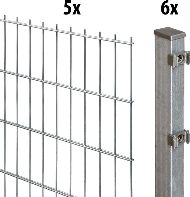 Floraworld Doppelstabmatten-Set aus verzinktem Stahl, Farbe: Silber, Höhe: 120 cm, Länge: 10 m - Bild 1