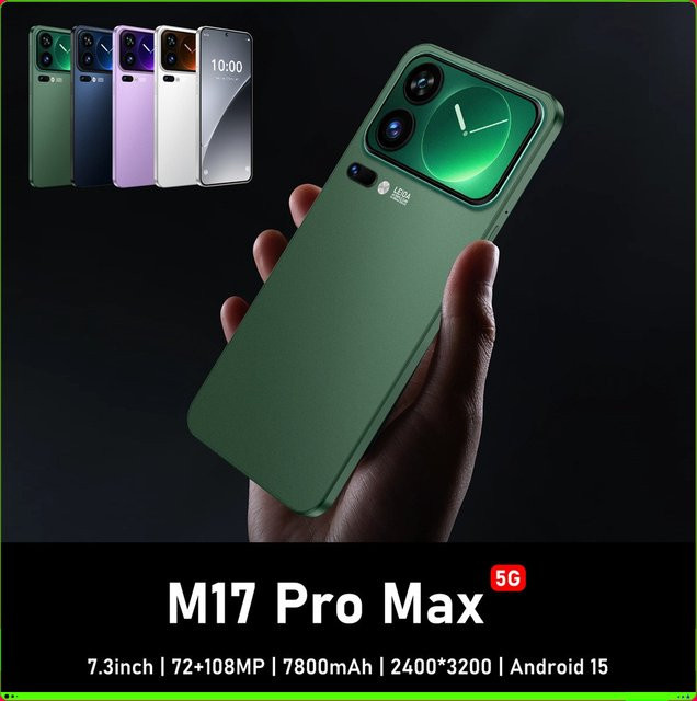 CHOTOG Android 5G Smartphone mit 7.3 HD Display, 22 GB RAM und 2 TB Speicher, Dual-SIM, 8000 mAh Akku, Schwarz oder Grün - Bild 1