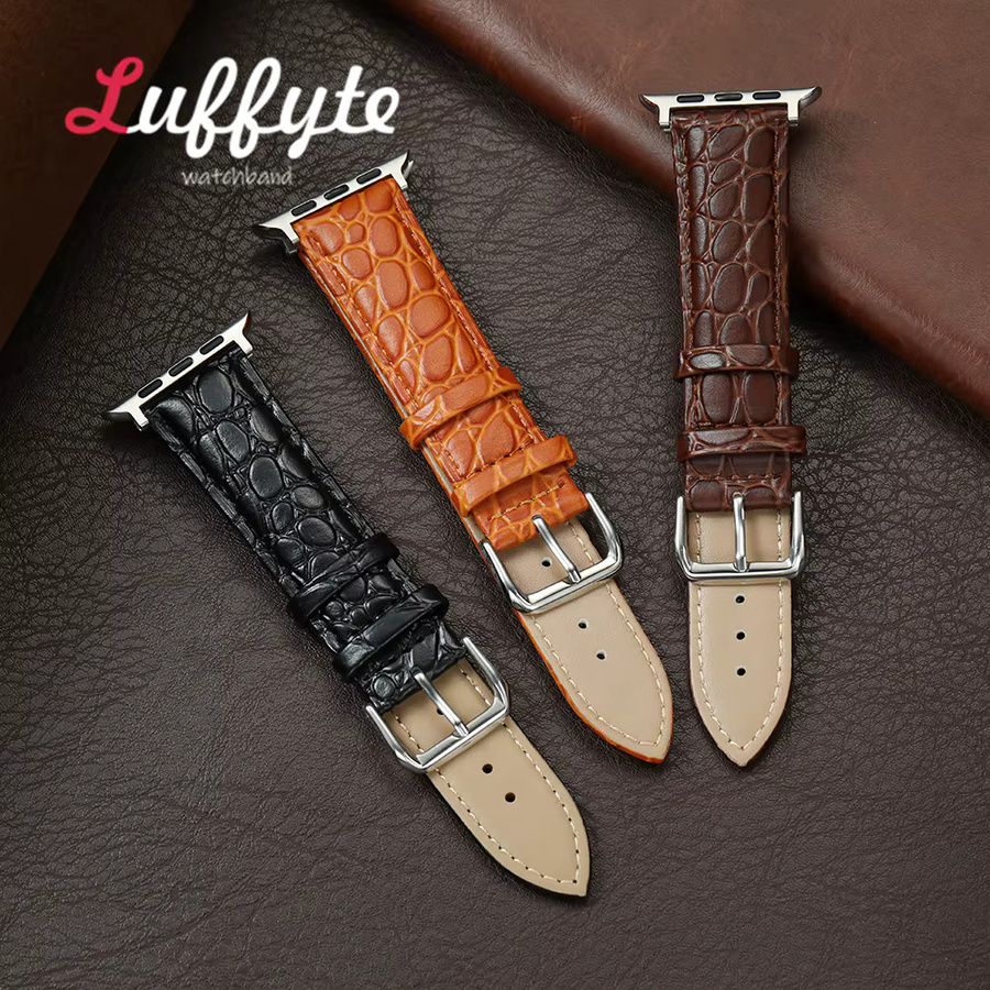 luffyte Uhrenarmband Krokodilmuster PU-Leder, Schwarz, Unisex - Bild 1