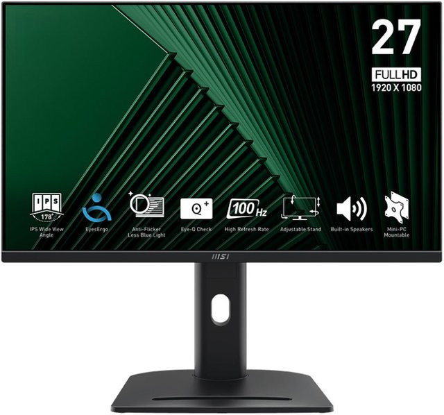 MSI PRO MP275PGDE TFT-Monitor, 27 Zoll Widescreen Full HD IPS-Display, Schwarz, 100 Hz, 1 ms Reaktionszeit, HDMI - Bild 1