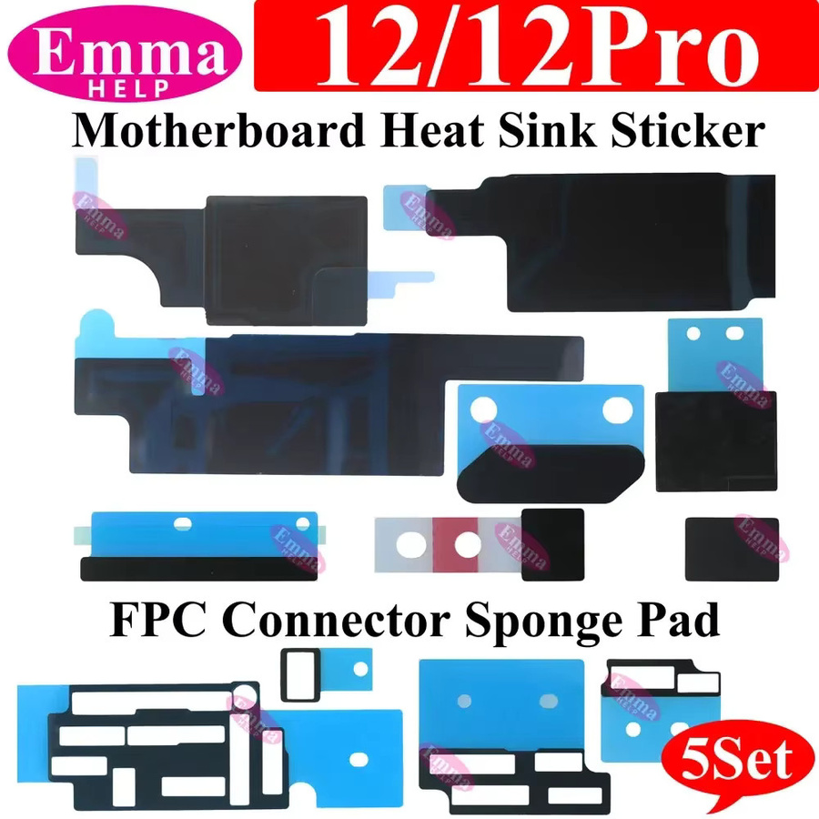 EmmaHelp 5er Set Anti-Statische Kühlkörper Aufkleber Schwamm Band in Schwarz für iPhone 11 12 13 14 15 Pro Max Logic Board FPC Stecker Reparatur - Bild 5