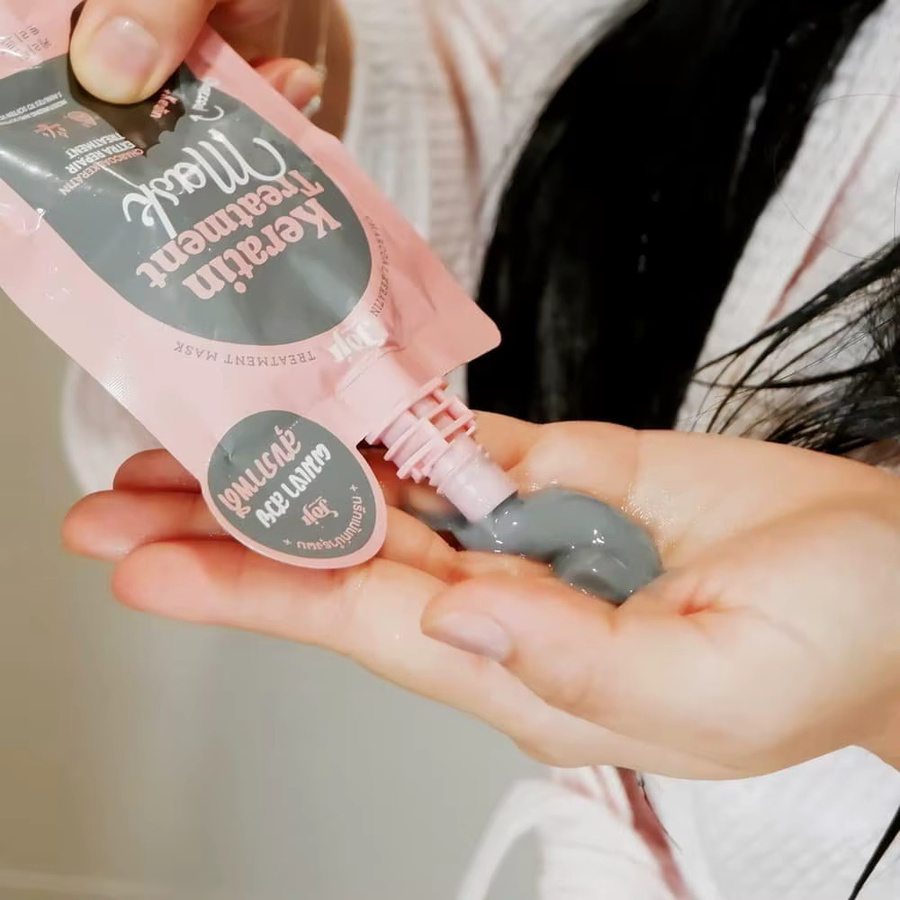 Thai JOJI Bambus-Aktivkohle Keratin Haarmaske, 50g, für strapaziertes Haar - Bild 2