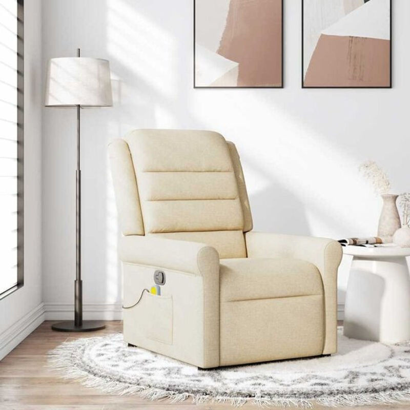 Vidaxl Relaxsessel Massagesessel aus Stoff in Beige und Weiß mit modernem Design - Bild 1