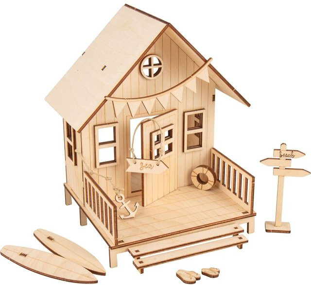 Rayher Strandhaus Holzbausatz Sperrholz Beige - Bild 1
