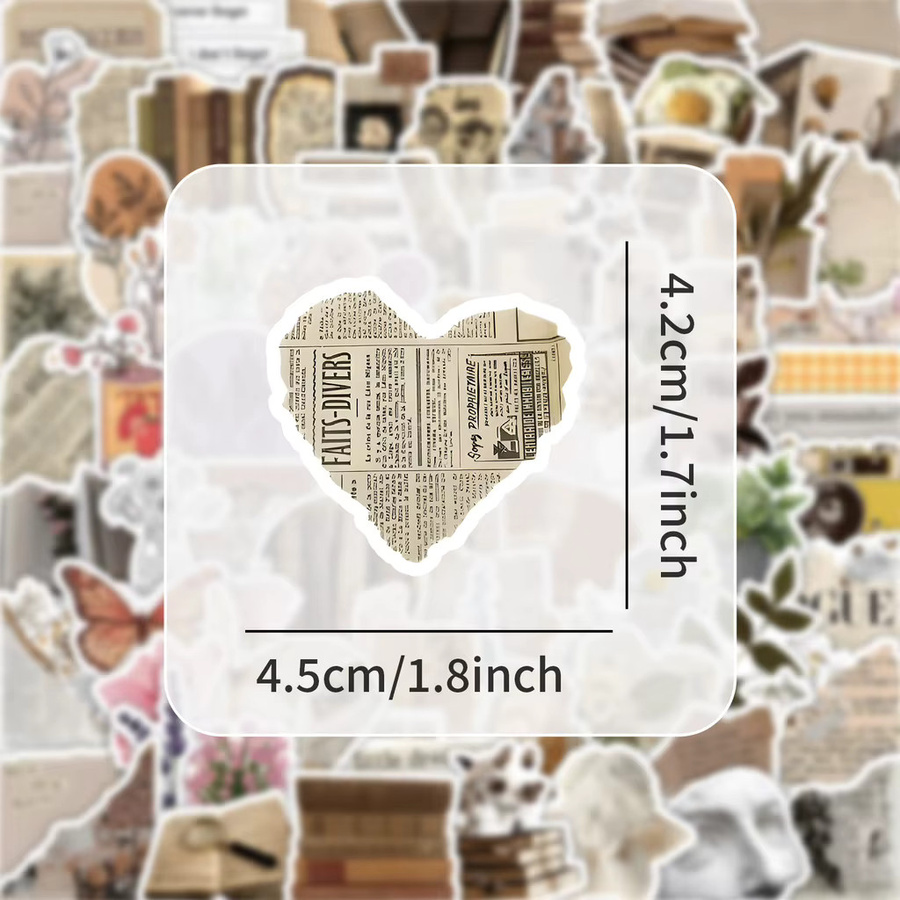100 Stück Vintage Aufkleber-Set im Retro-Stil von LanLanStickersWorld Store, ästhetische Sticker in Multicolour für Tagebuch und Scrapbook - Bild 3