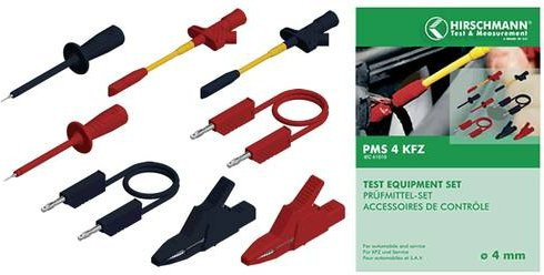 Hirschmann Test & Measurement PMS 4 KFZ Messleitungs-Set mit 4 mm Lamellensteckern, Schwarz und Rot, 1,50 m Länge - Bild 1