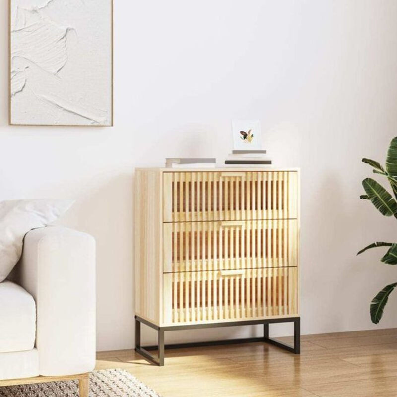 Vidaxl Sideboard aus Holzwerkstoff in Braun Natur im skandinavischen Design, B/T/H: 60 x 30 x 75 cm - Bild 1