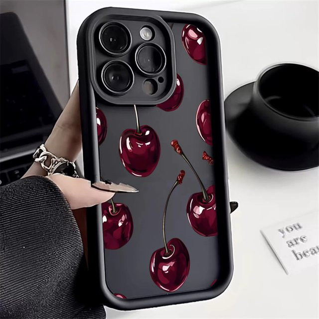Xiaomi Handyhülle mit Kirsch-Print in Weinrot für Mi 14T 14 13T 13 12 11 Lite 4G sowie Poco X6 X5 X3 F5 F6 M6 X7 Pro - Bild 1