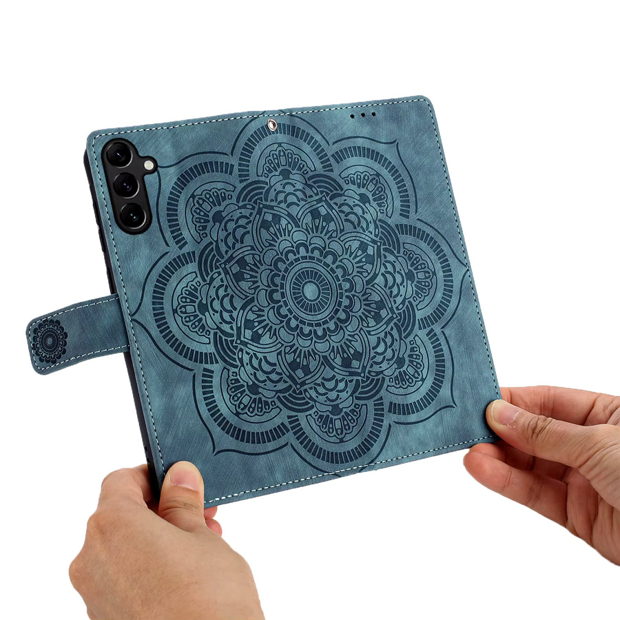 3D Blumen Leder Handyhülle mit Brieftaschenfunktion für Samsung Galaxy A-Serie in Grün oder Blau - Bild 4