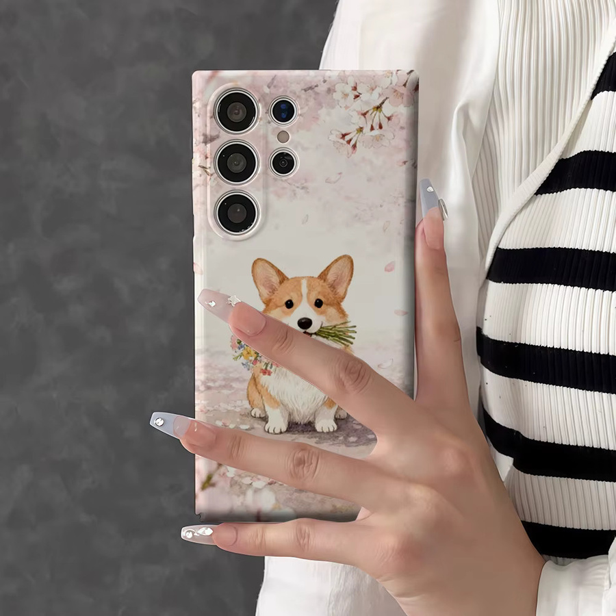Stoßfeste Doppelschicht Handyhülle mit Corgi und Kirschblüten für Samsung Galaxy S26 S25 S24 S23 Ultra Plus, Mehrfarbig - Bild 4