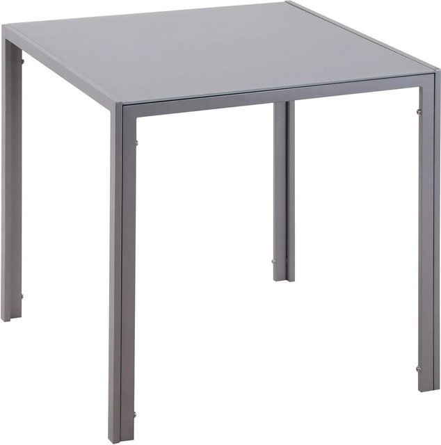 HOMCOM Esstisch für 4 Personen aus Stahl und Hartglas in Grau, modern und quadratisch, B/T/H: 75 x 75 x 75 cm - Bild 1