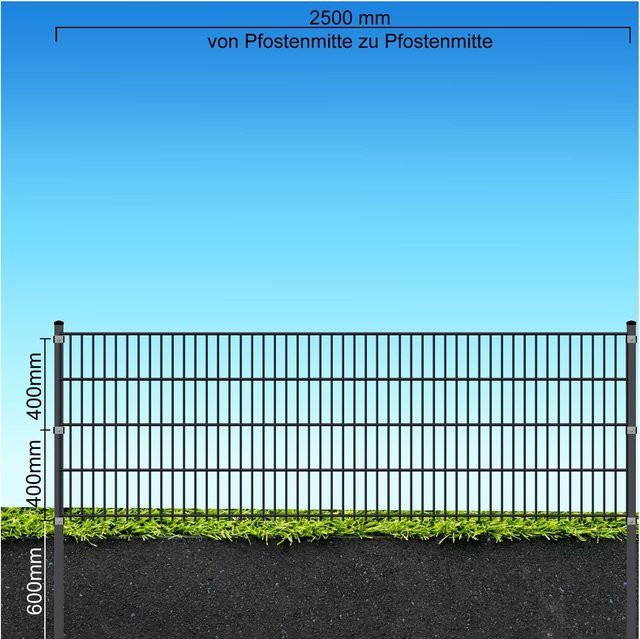 Fa-Bausysteme Doppelstabzaun Anthrazit 8-6-8 mit Plättchen Höhe: 83 cm Länge: 47,5 m - Bild 1