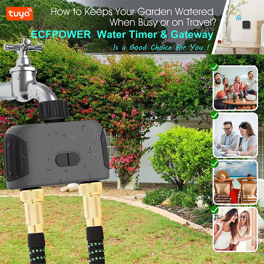 Tuya Smart Bluetooth Garten Bewässerungssystem mit 1/2 Zoll Anschluss, App-gesteuerter Wasser Timer für Sprinkler und Regenverzögerung, kompatibel mit Alexa - Bild 3
