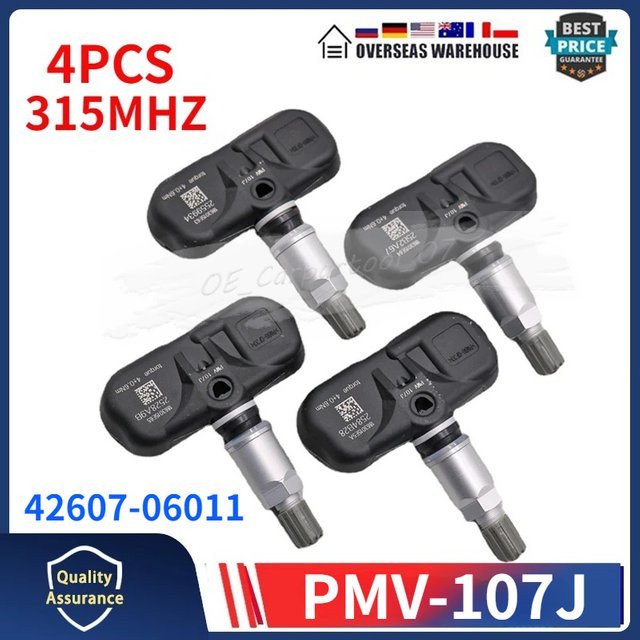GANGLE TPMS Reifendruckkontrollsensor Set 4er Pack für Toyota 4Runner Rav4 Corolla, 315 MHz, Schwarz - Bild 1