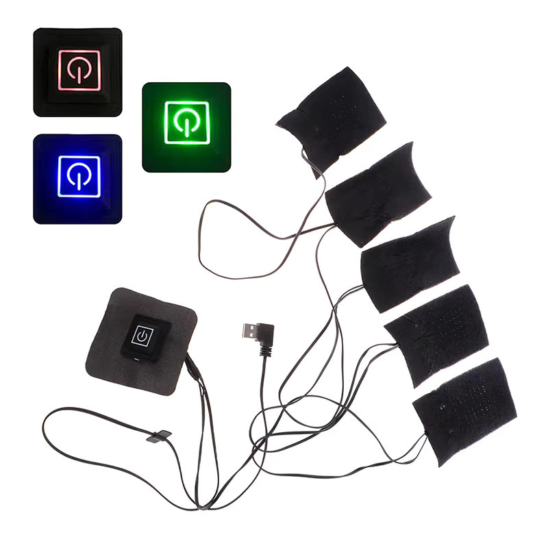 5er Set USB-Elektro-Heizkissen für beheizte Kleidung und Jacken, Schwarz - Bild 3
