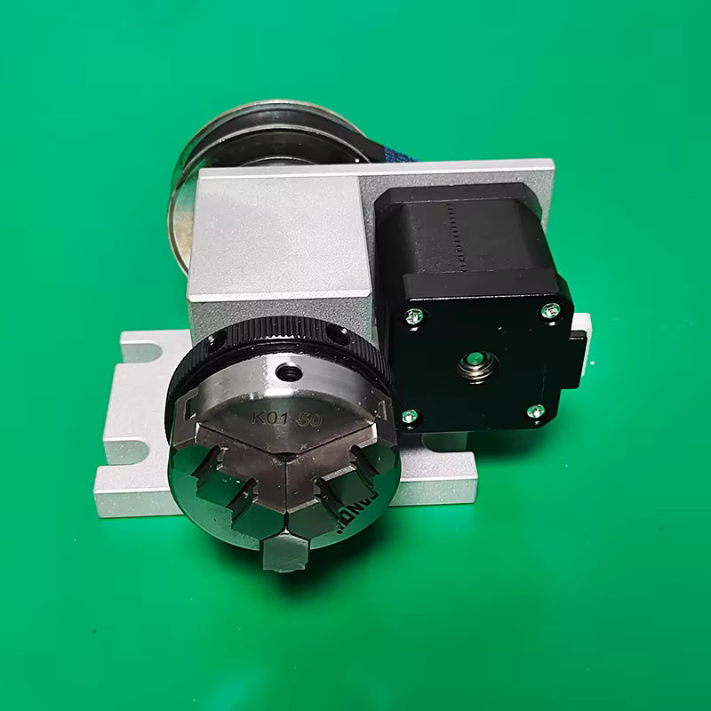 CNC Drehachsen-Kit 4. Achse mit 50mm 3-Backenfutter und Zweiphasen-42-Schrittmotor in Silber für Drehmaschinen, CNC-Fräser und Graviermaschinen - Bild 1