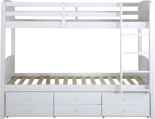 Vente-unique Etagenbett Anchise aus Kiefer Massivholz in Weiß, B/T: 90 x 190 cm - Bild 1