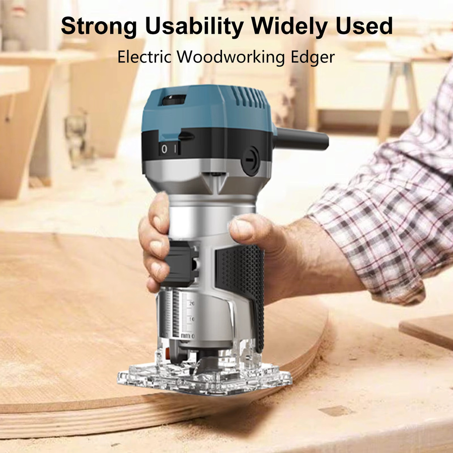 TKKEACE Elektrische Fräsmaschine mit 350W und 29000RPM, 6-Gang Handgeführter Holzkantenfräser Trimmer in Blau - Bild 3