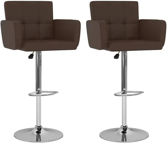 Set aus 2 vidaXL Barhockern in Braun aus Kunstleder mit Armlehnen und Schwenkfunktion - Bild 1