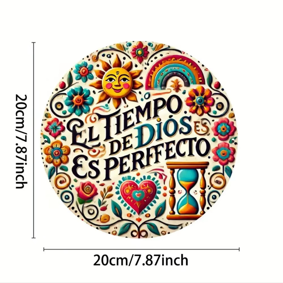 Potdemiel Eisenkunstschild El Tiempo de Dios Es Perfecto Wanddekoration aus Metall für Zuhause und Terrasse - Bild 2