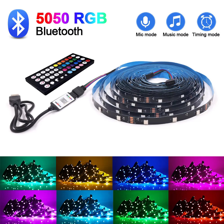 KISUFU RGB LED Streifen mit Bluetooth App-Steuerung und Fernbedienung, 5V USB Smart LED Licht für TV Hintergrundbeleuchtung, Multicolour - Bild 2