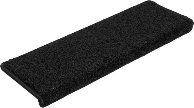 vidaXL Teppich-Treppenstufen 15 Stück, Schwarz, B/T/H: 65 x 21 x 4 cm, selbstklebend und rutschfest - Bild 1
