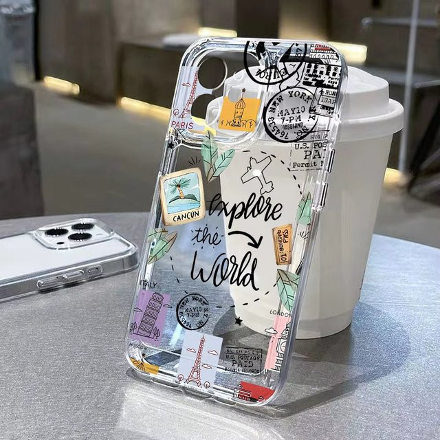 Xiaomi Handyhülle mit Cartoon-Reise-Graffiti-Muster, transparente Stoßfänger-Schutzhülle für Mi 17 Pro 15 14 13 12 11 Lite 5G Mi 15 T Pro 14T 13T 12T - Bild 1