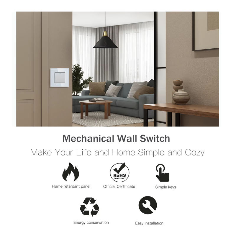 BSEED 2-Wege-mechanischer Lichtschalter aus Glas in Weiß, 2 Stück Wandschalter für Treppen und Hallen, EU-Standard - Bild 3