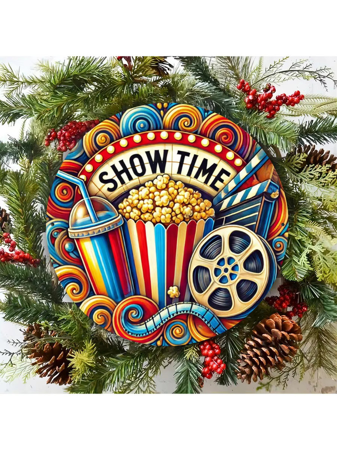 Potdemiel Vintage Cinema & Popcorn Rundes Metallschild in Mehrfarben, Durchmesser: 20 cm - Bild 6