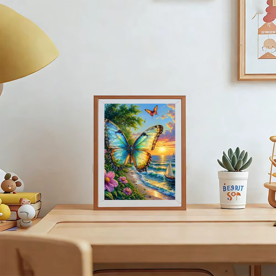 AZQSD Diamond Painting Komplettset Schmetterling Strandmotiv 5D DIY Mosaik-Kunst Multicolor B: 30,0 cm, H: 20,0 cm, T: 20,0 cm - Bild 2
