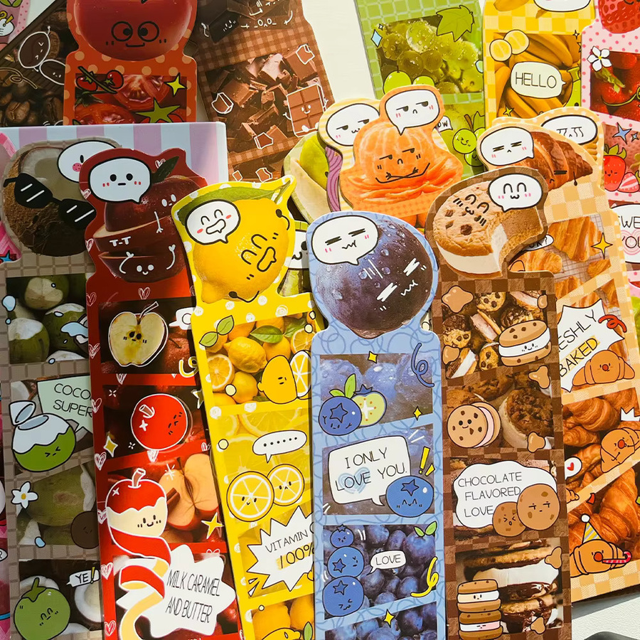 30 Stück dekorative Lesezeichen mit Lebensmittel-Motiven aus Papier in Multicolour für Studenten und DIY-Projekte - Bild 4
