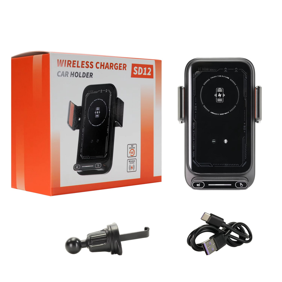 Auto-Sensing Qi Fast Wireless Charger Autotelefonhalterung mit One-Touch Release und Rotation in Schwarz für iPhone und Android - Bild 6