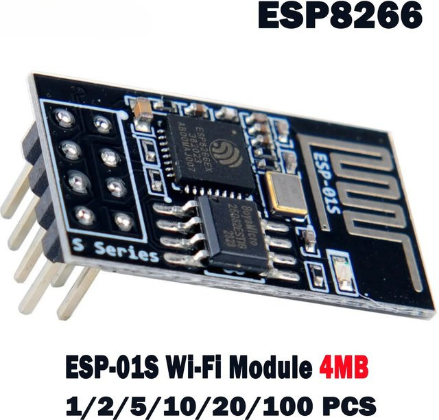 RCmall ESP-01S ESP8266 WiFi Wireless Serial Transceiver Modul mit 4 MB Flash in Schwarz, kompatibel mit Arduino IDE - Bild 1