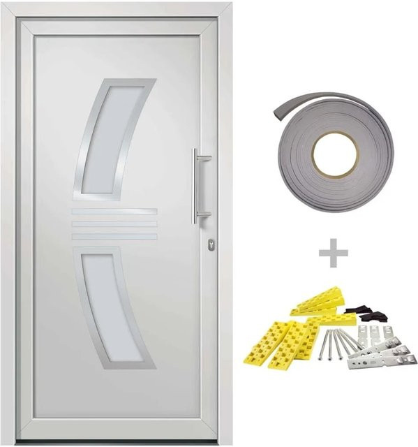 vidaXL Haustür Modern in Weiß mit Aluminium und Kunststoff, B/H: 98 x 200 cm - Bild 1